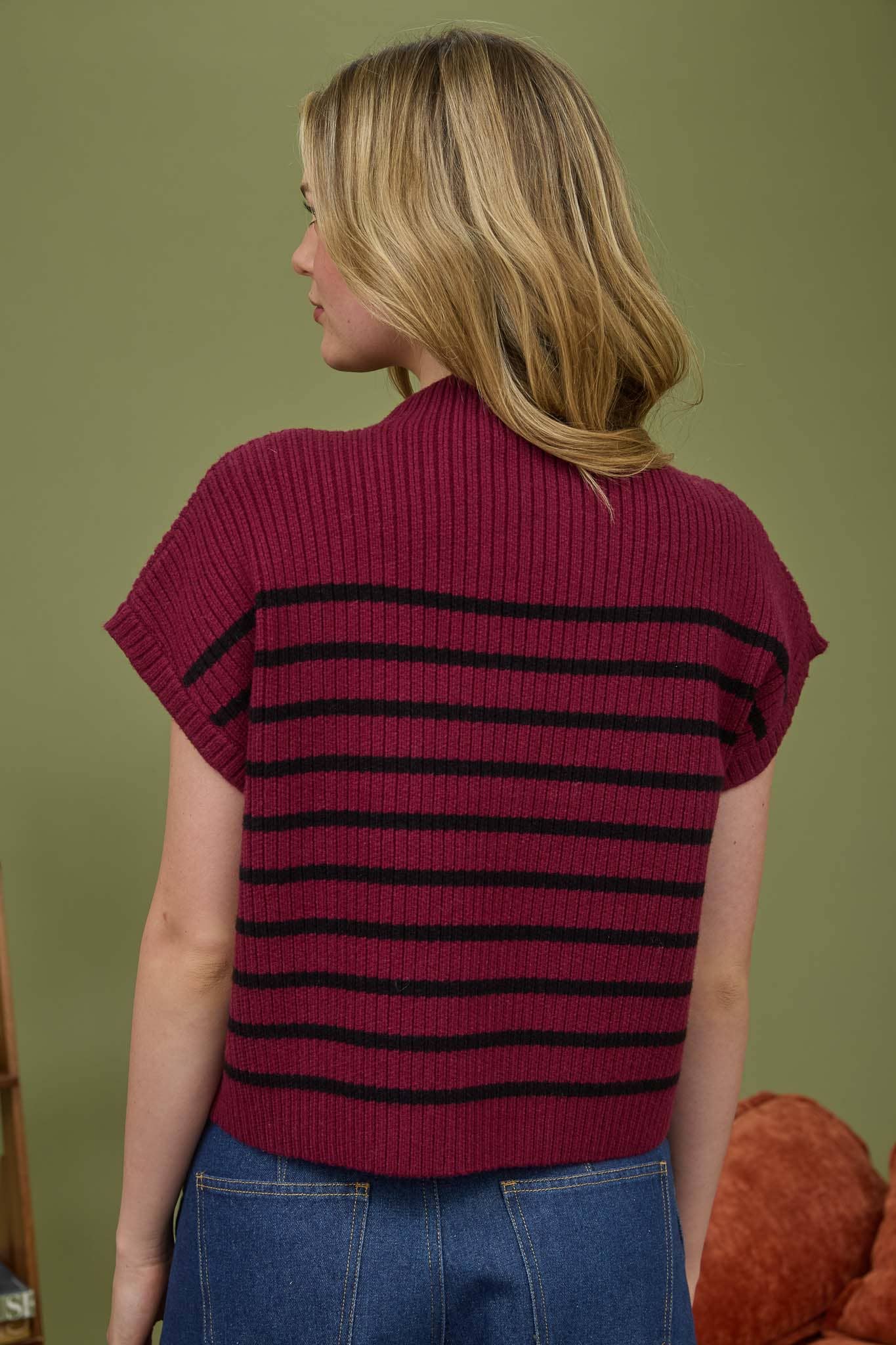 Greta Striped Mock Neck Sweater