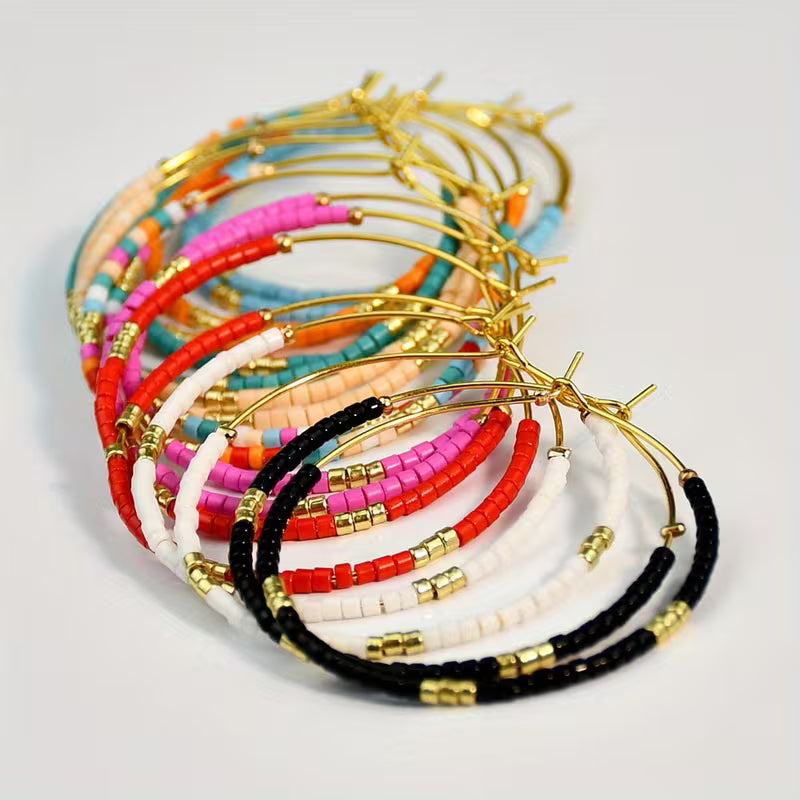 Fern Beaded Hoops