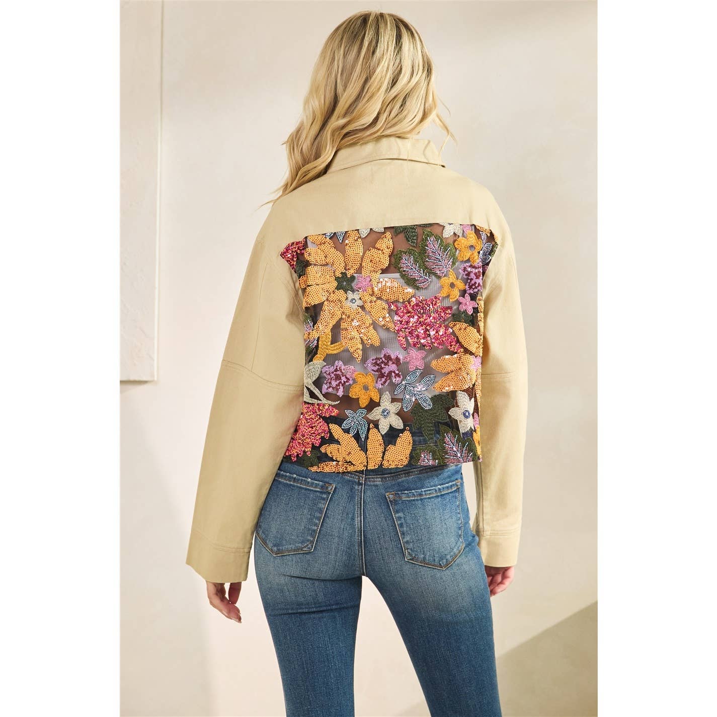 Genevieve Floral Lace Denim Jacket