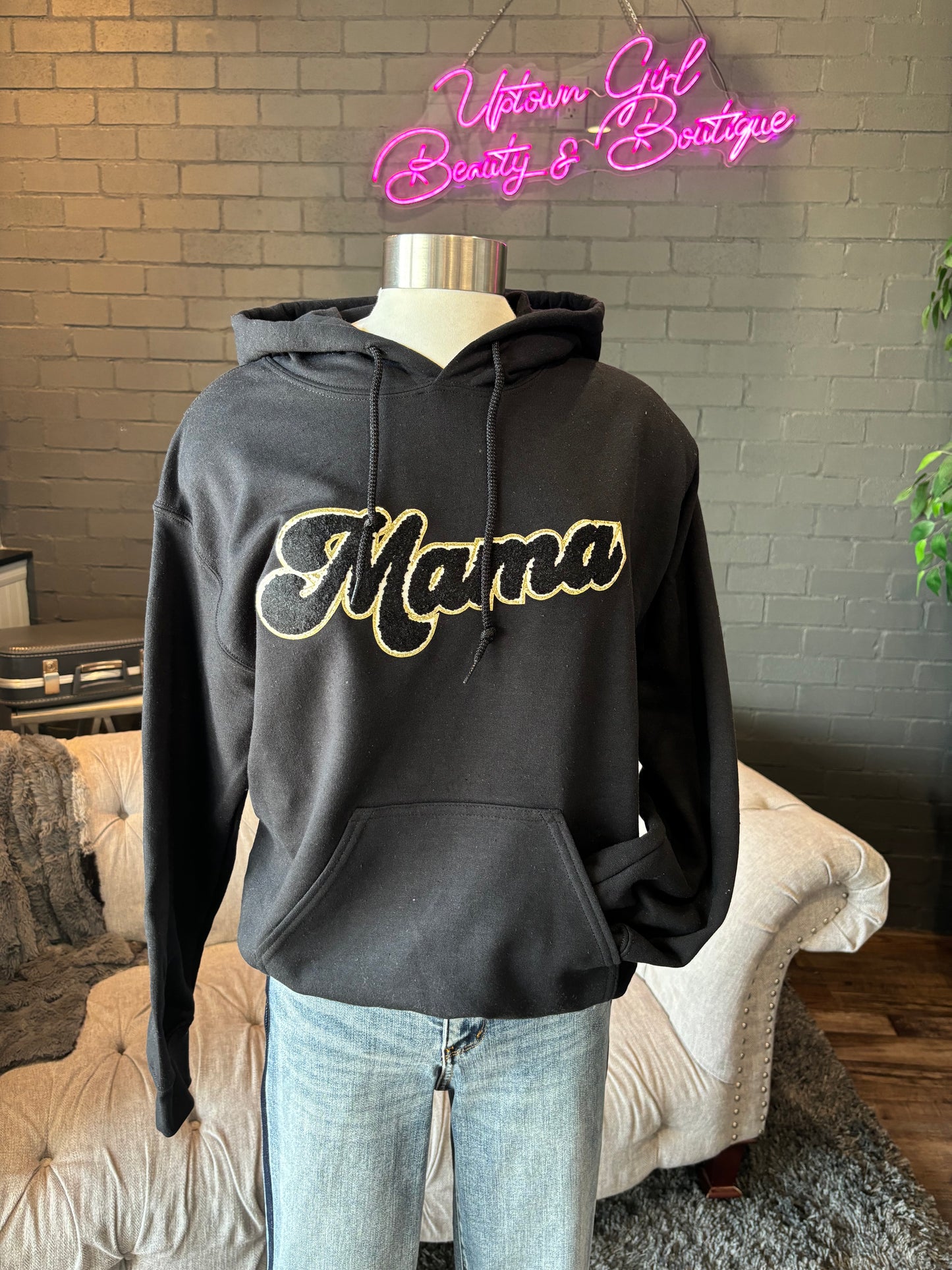 Mama Hoodie - Black on Black