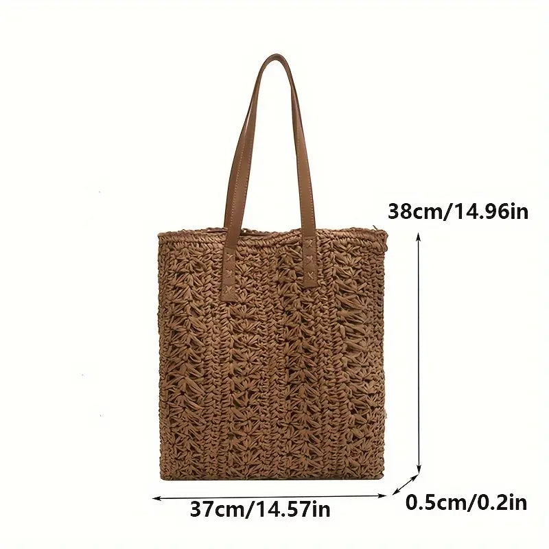 Belinda Straw Tote Bag w/ Scarf