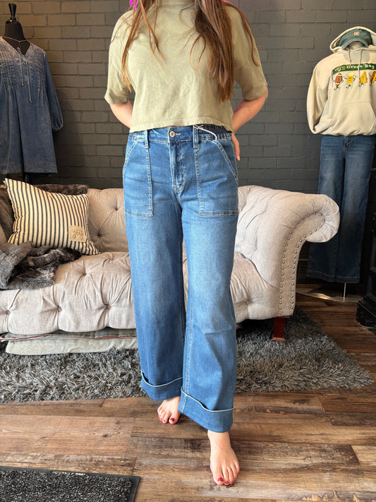 Envy Cuffed Wide Leg Jeans