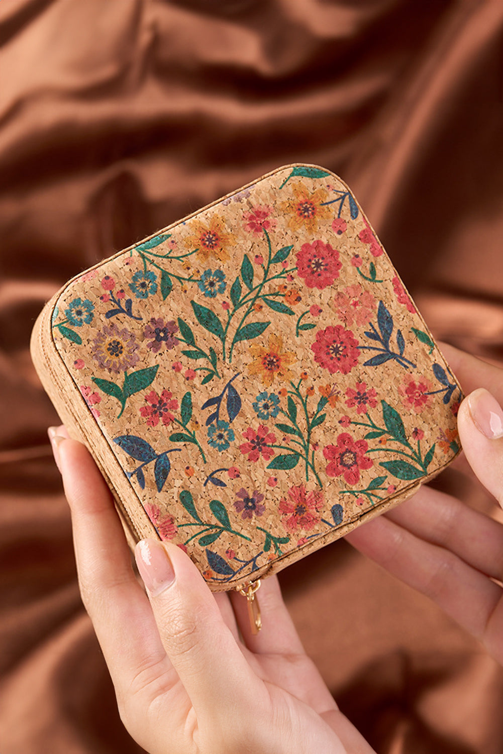 Floral Cork Jewelry Case