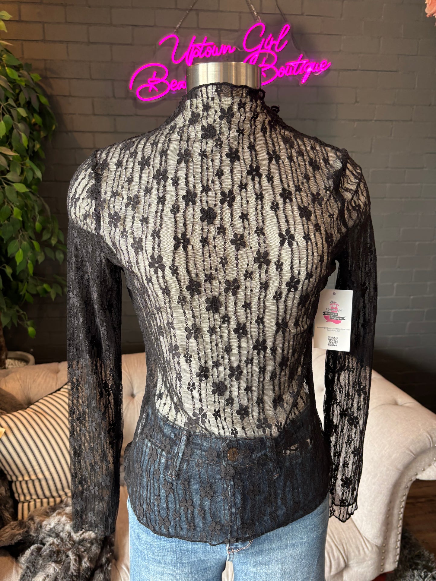 Becca Sheer Floral Lace Top
