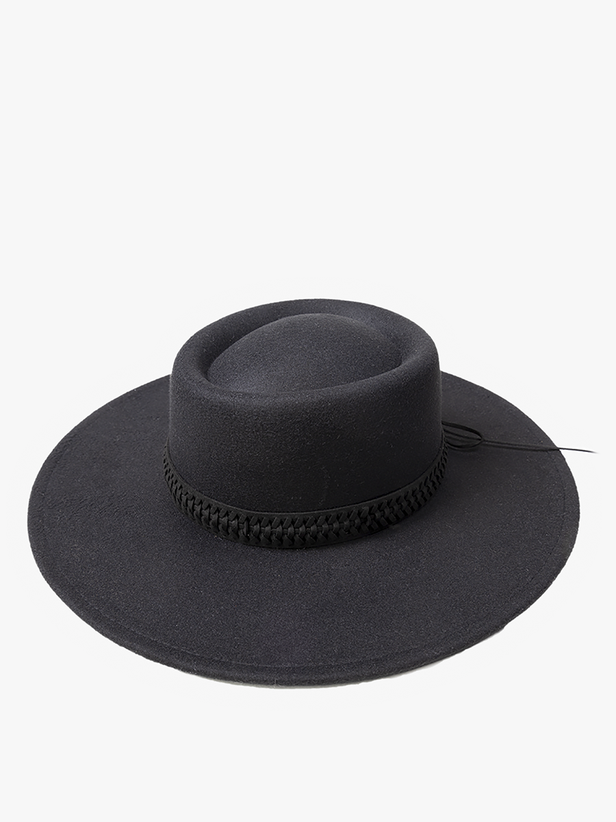 Romy Wide Brim Hat w/ Braided Band - Black