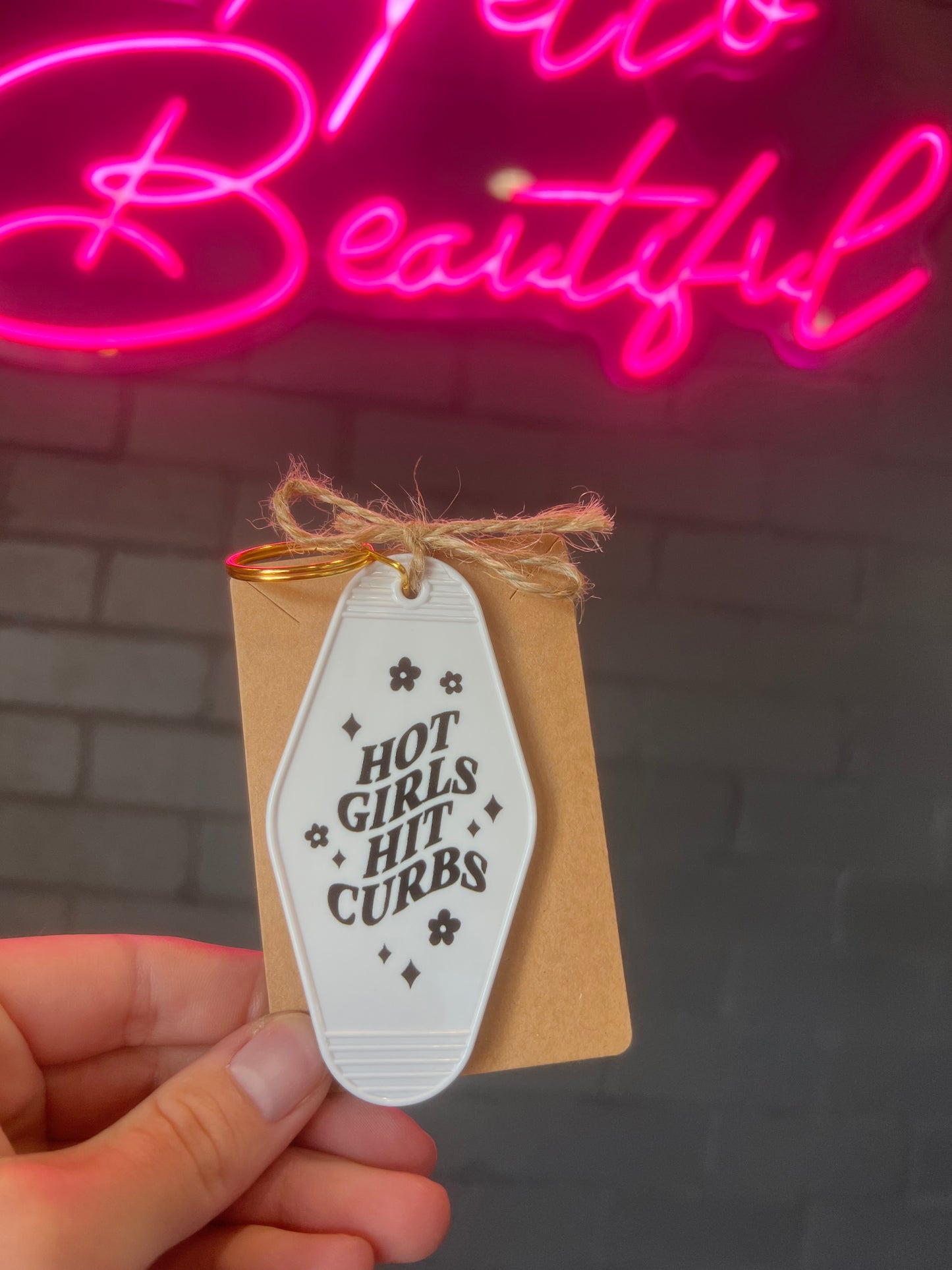 Hot Girls Hit Curbs Keychain