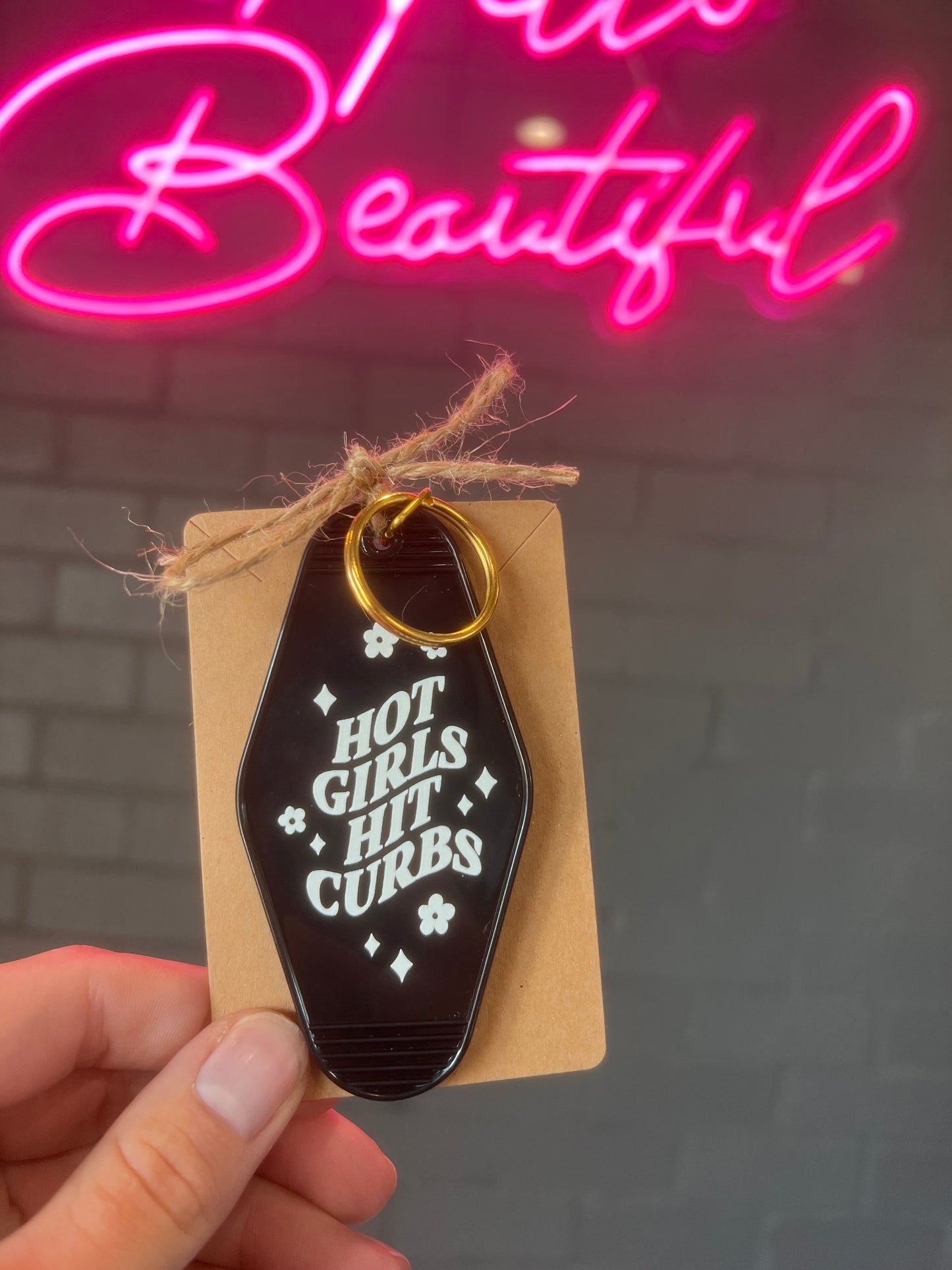 Hot Girls Hit Curbs Keychain