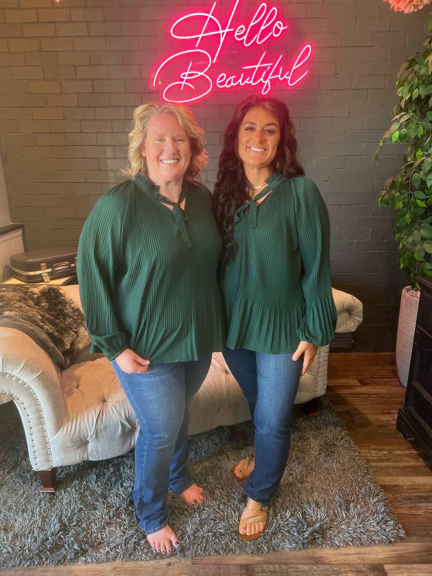 Ariana Pleated Blouse - Green