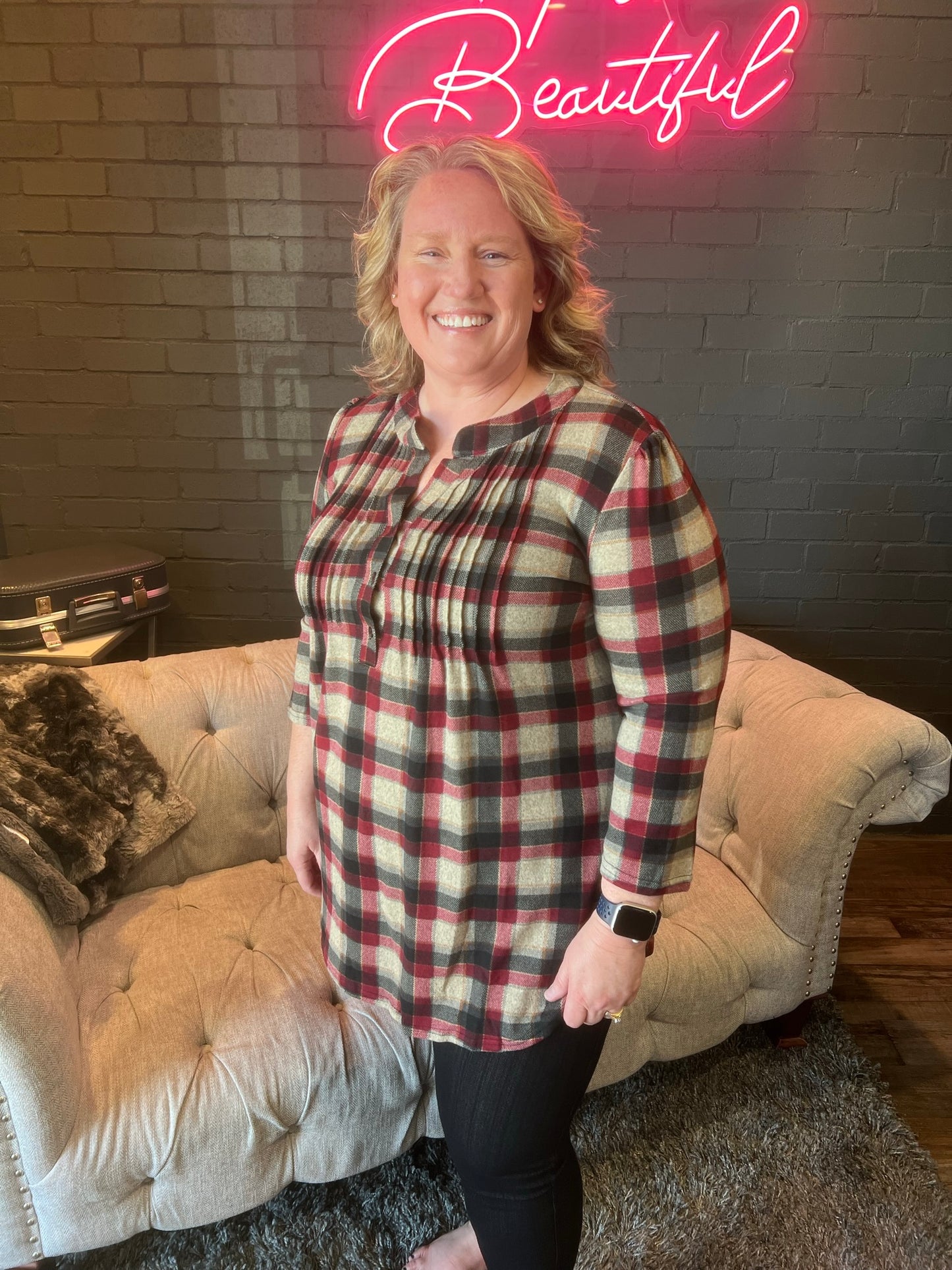 Perry Plaid Sweater Top