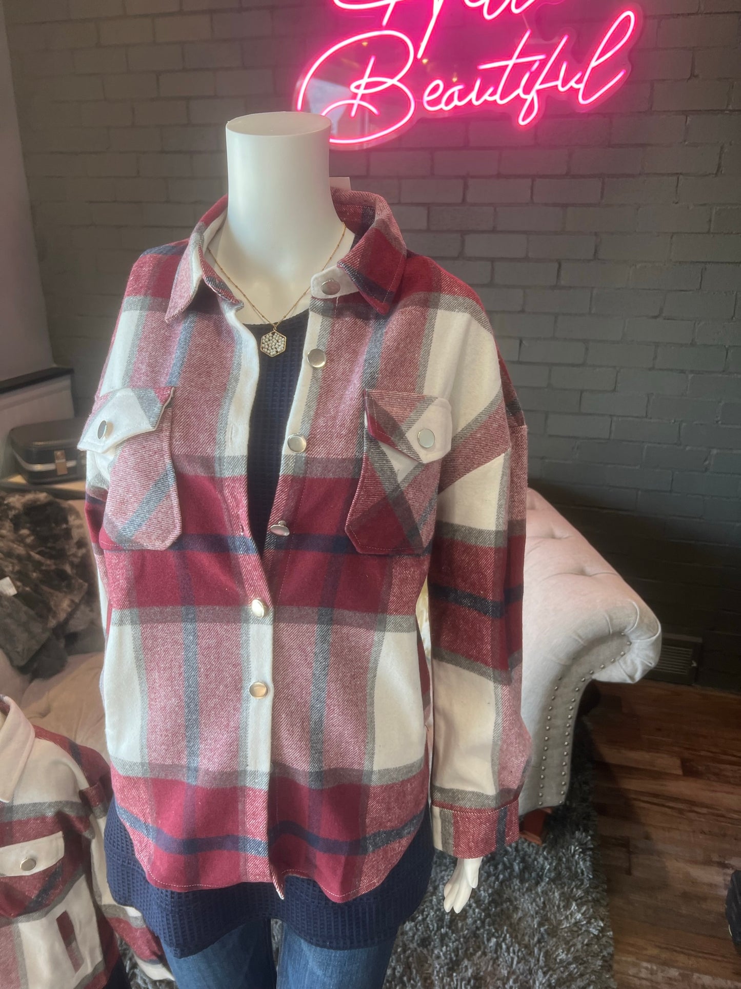 Trista Shacket - Maroon