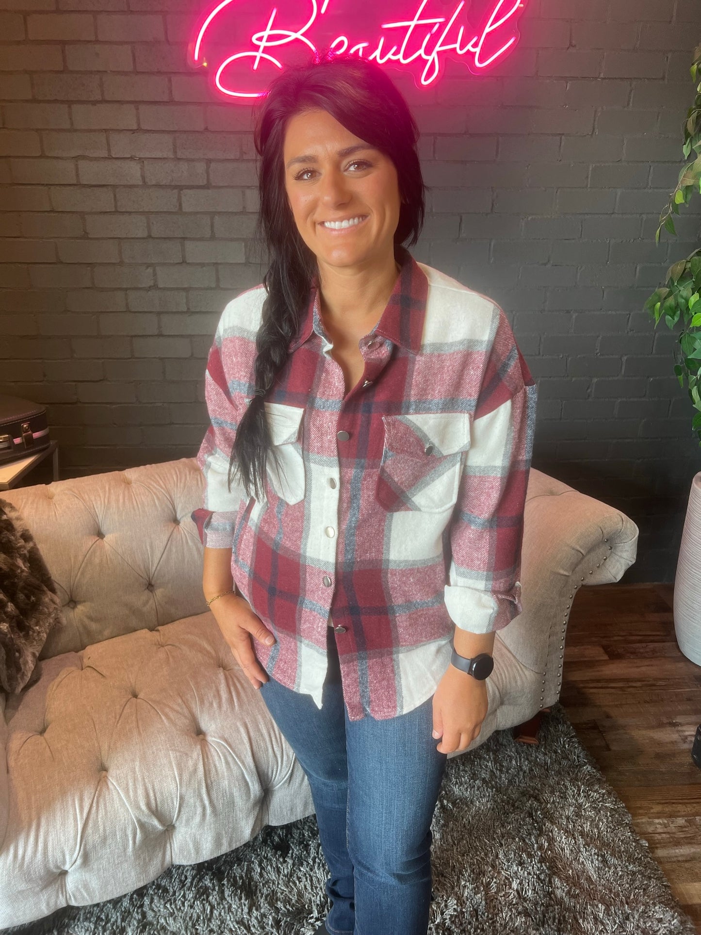 Trista Shacket - Maroon