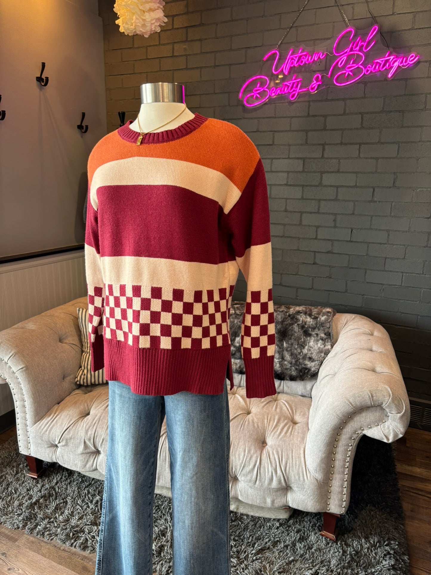 Ruby Checkboard Sweater