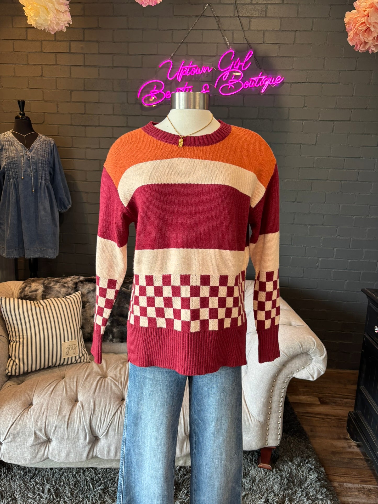 Ruby Checkboard Sweater