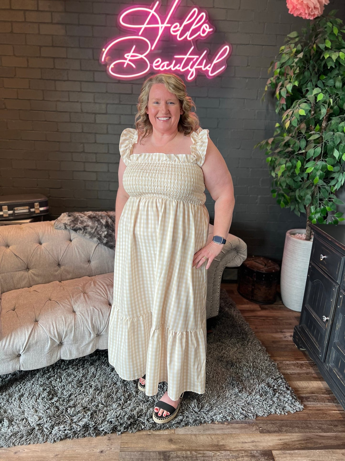 Ginger Gingham Maxi Dress
