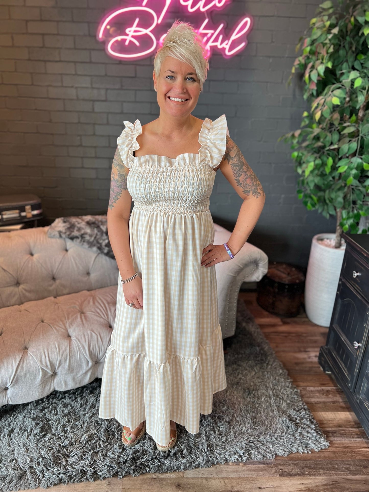 Ginger Gingham Maxi Dress
