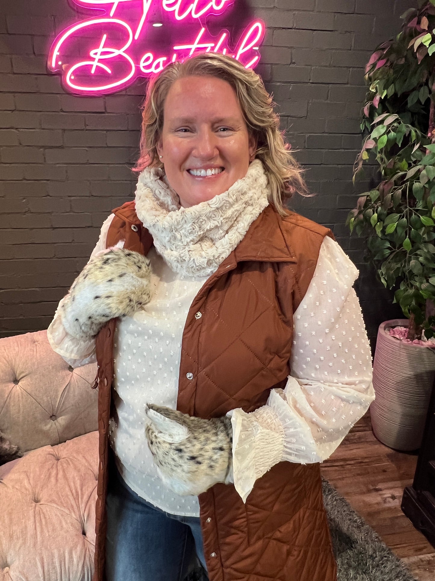 Cream Softswirl Cowl Scarf