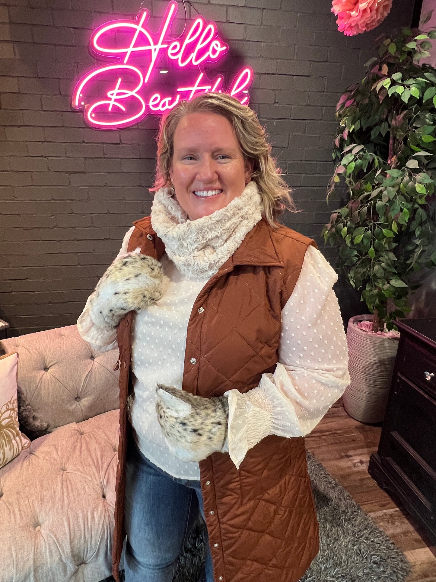 Cream Softswirl Cowl Scarf