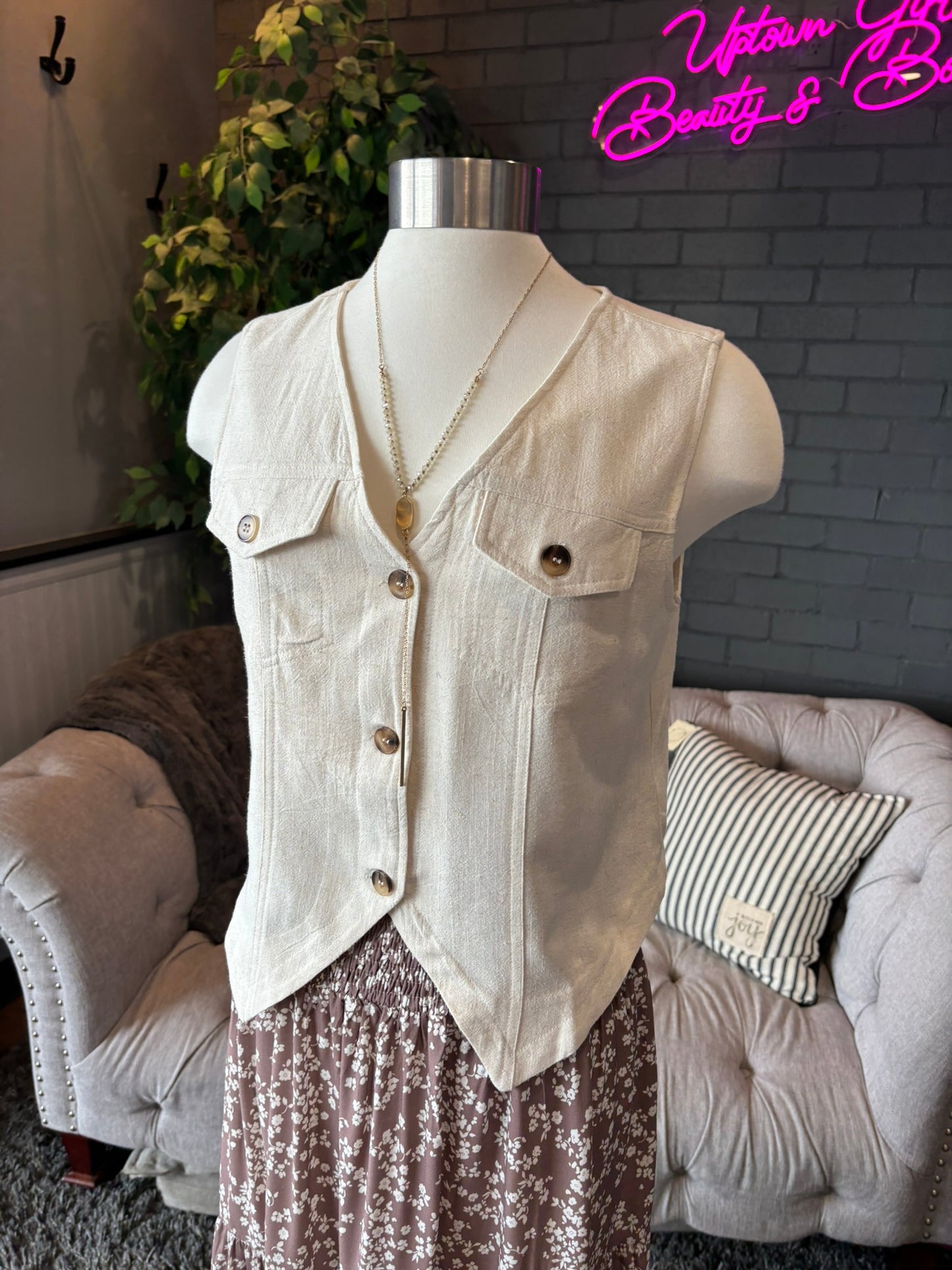 Yesi Linen Blend Vest