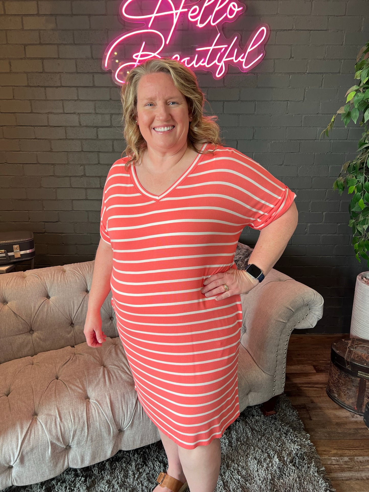 Monica Striped Tee Dress