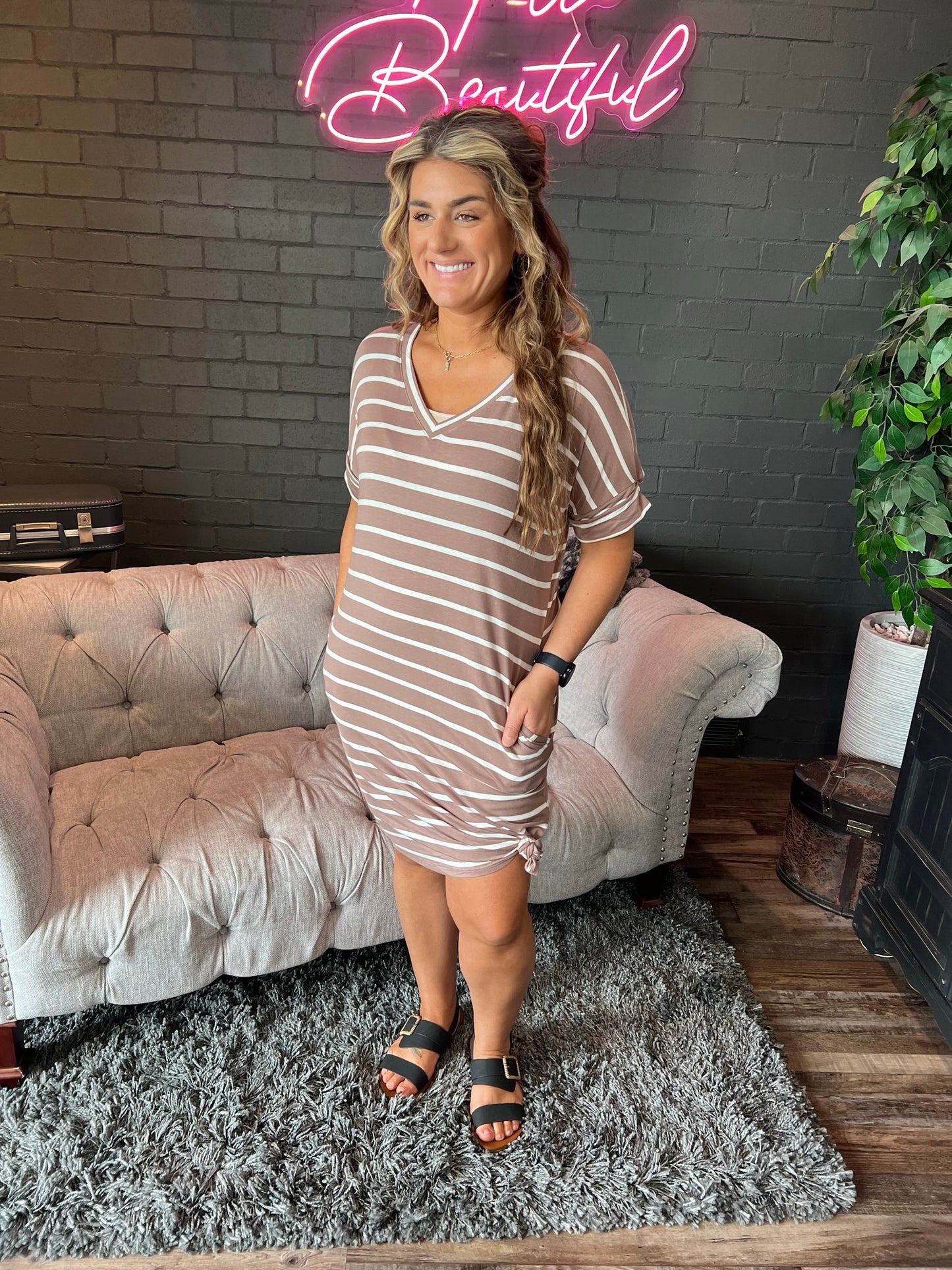 Monica Striped Tee Dress