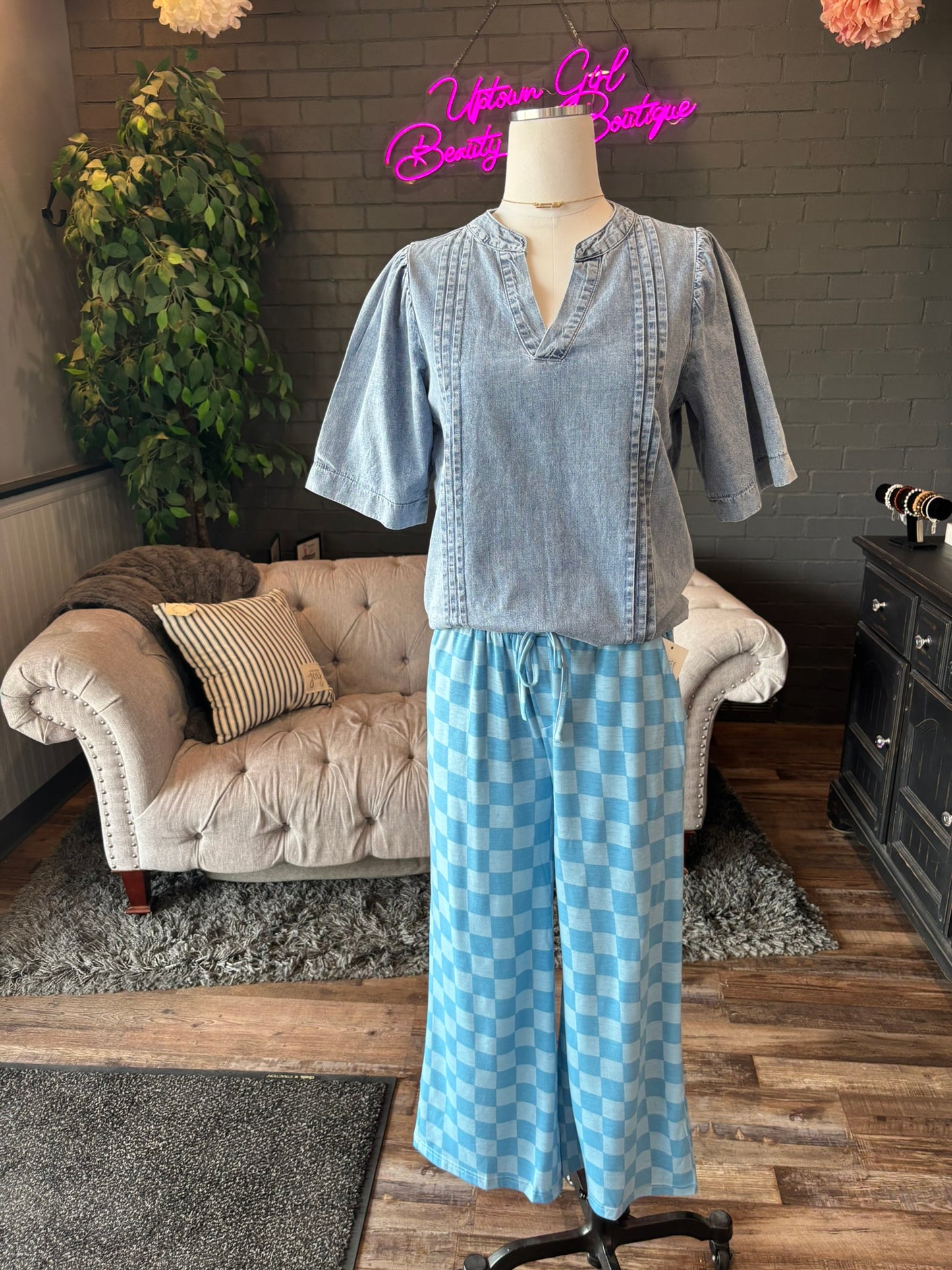 Skye Checkerboard Crop Pants