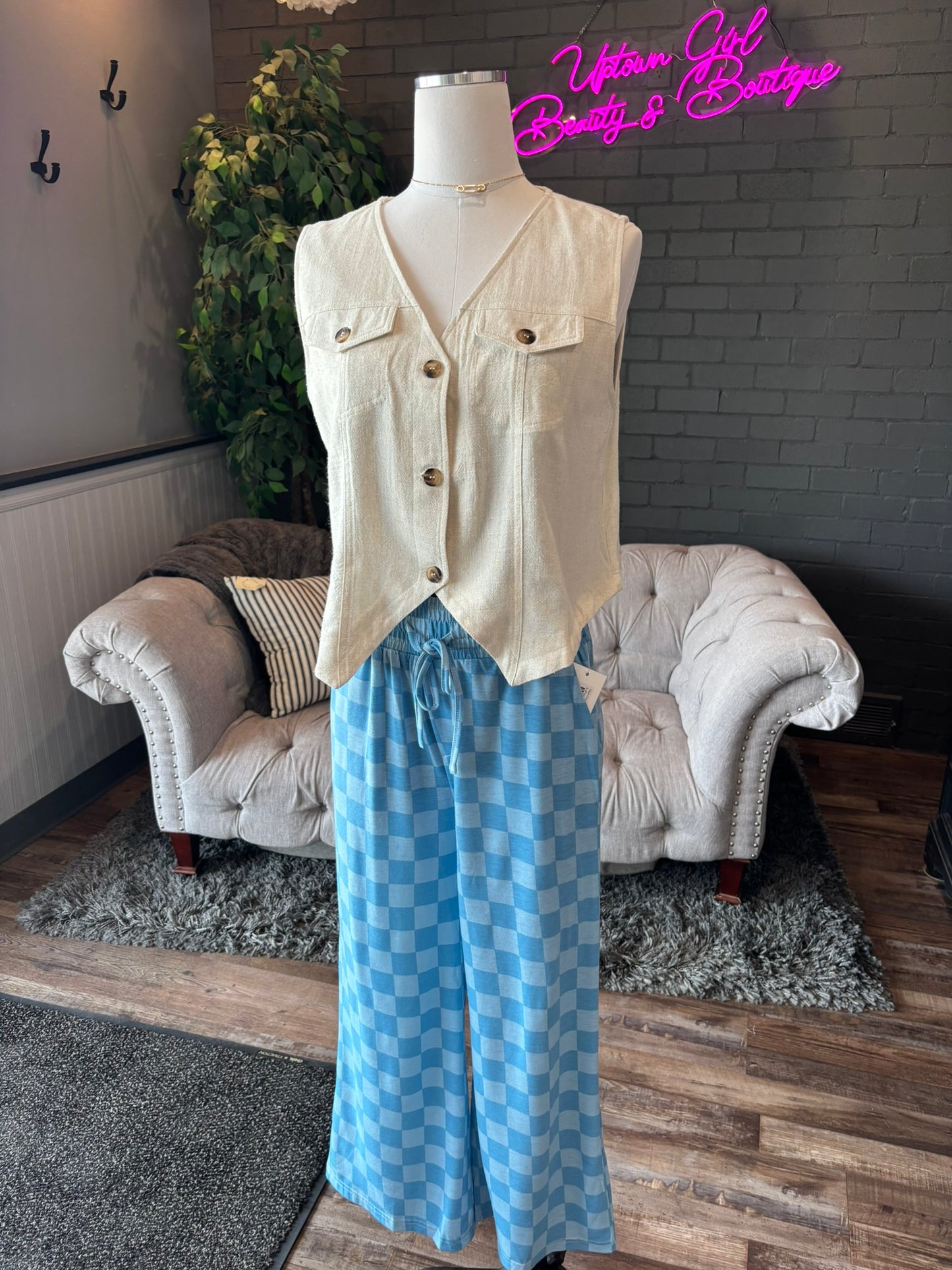 Skye Checkerboard Crop Pants