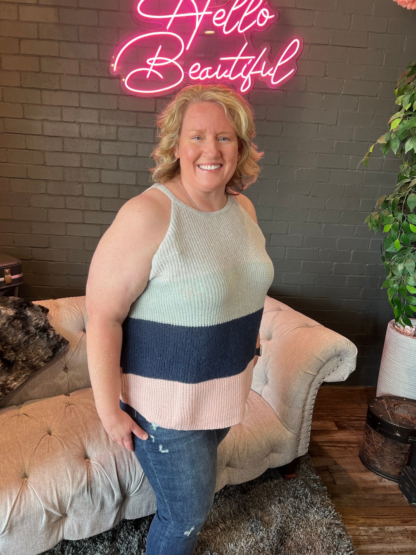 Shelvy Striped Sweater Tank