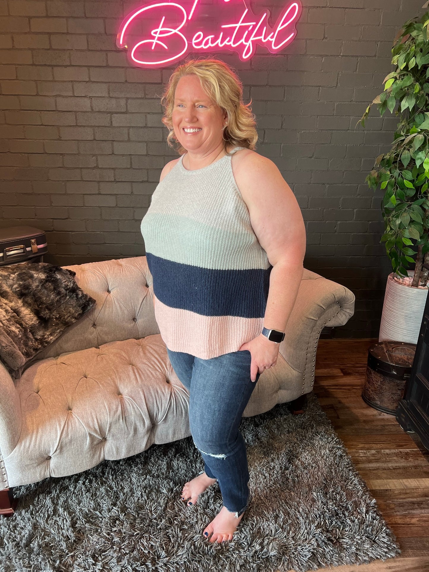 Shelvy Striped Sweater Tank