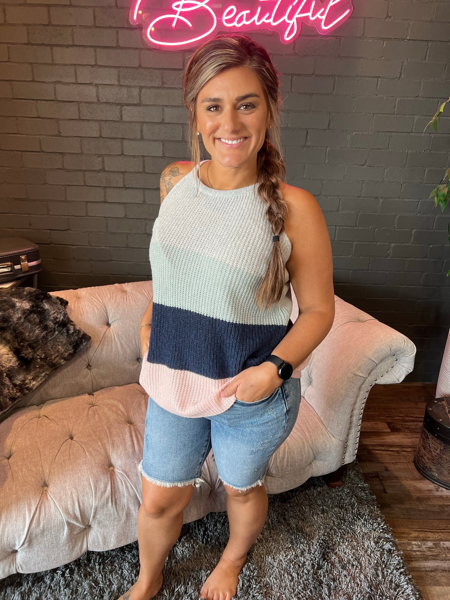 Shelvy Striped Sweater Tank