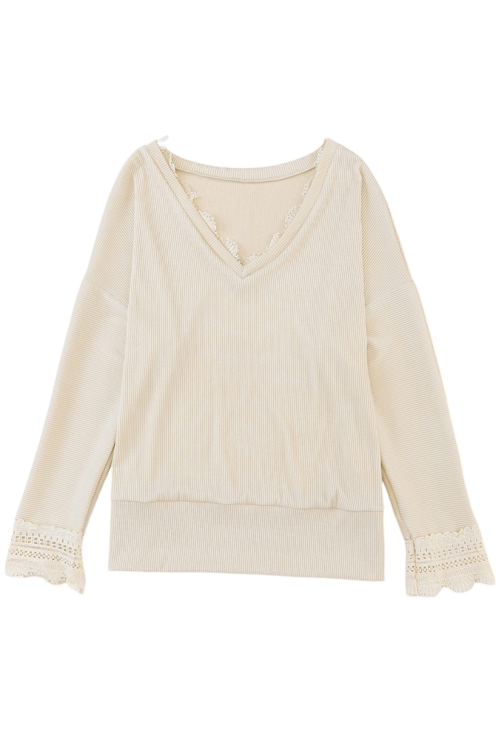 Avery Lace Trim Tee - Apricot