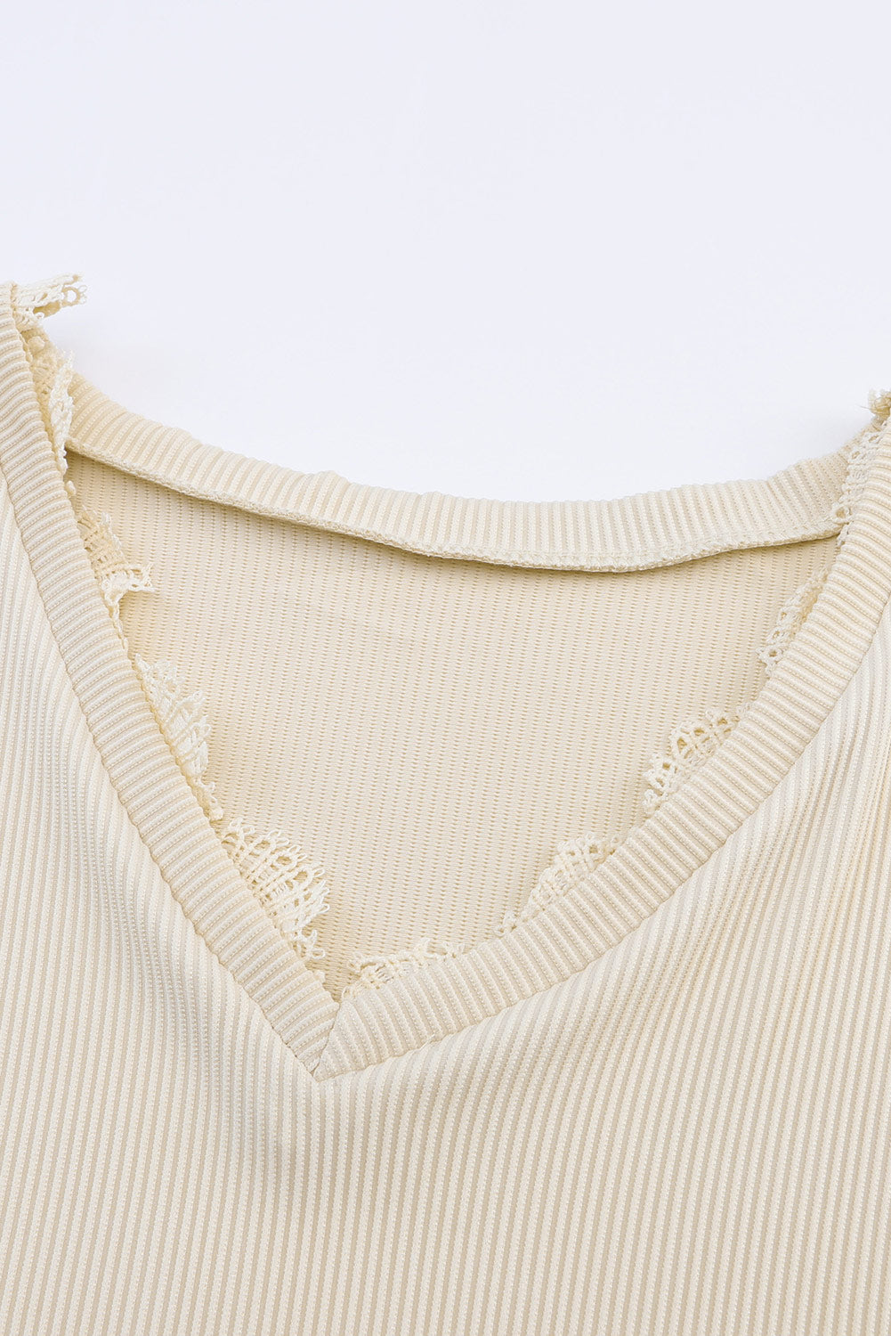 Avery Lace Trim Tee - Apricot