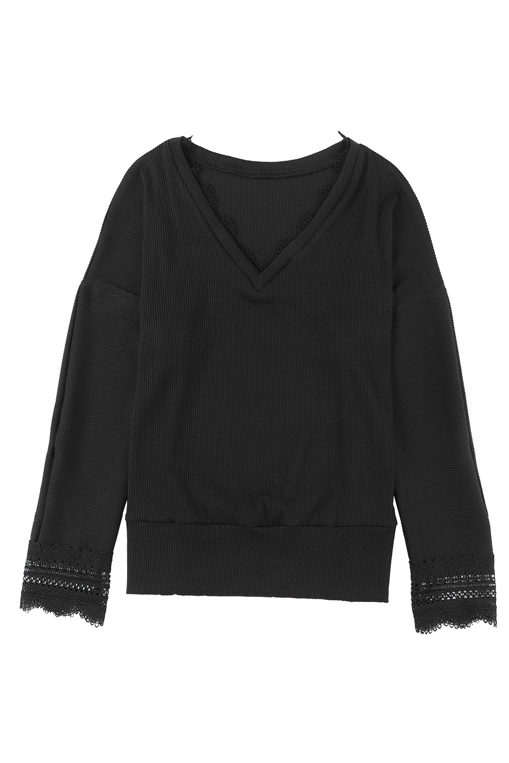 Avery Lace Trim Tee - Black