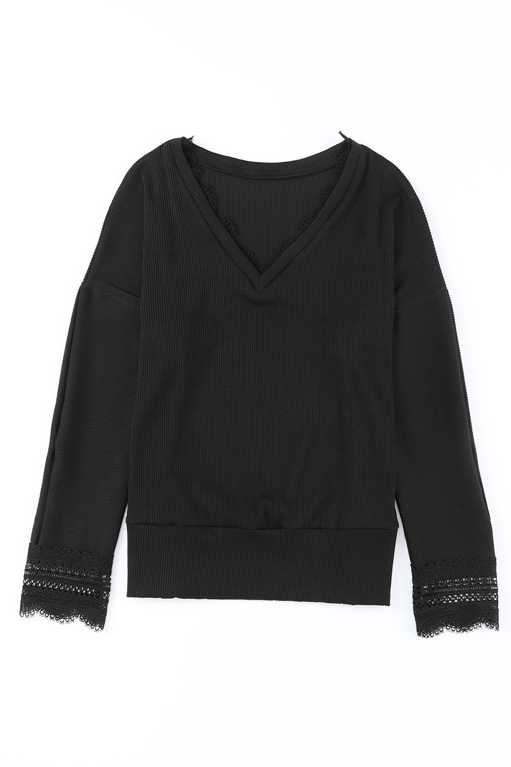 Avery Lace Trim Tee - Black