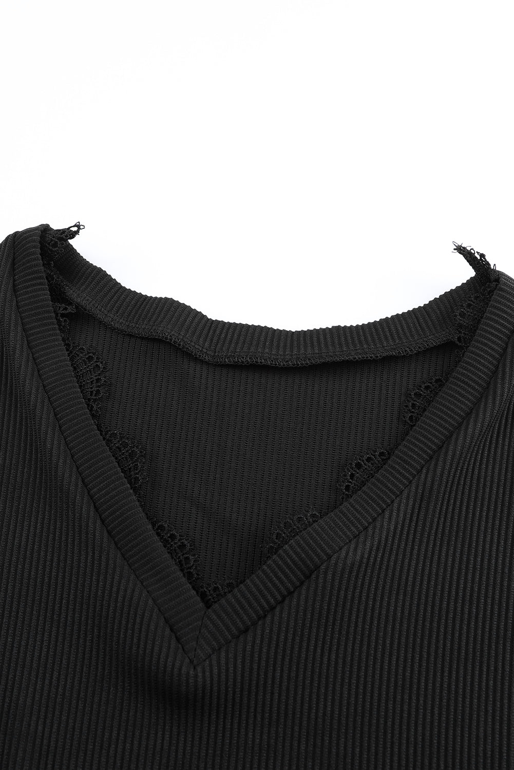 Avery Lace Trim Tee - Black