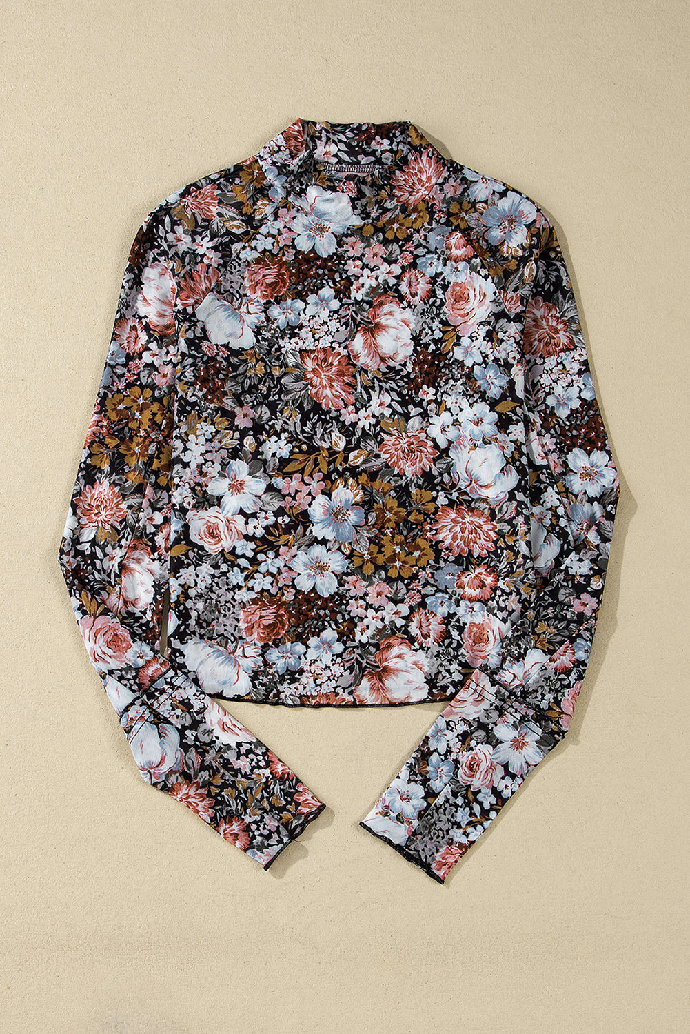 Logan Floral Mesh Mockneck Top