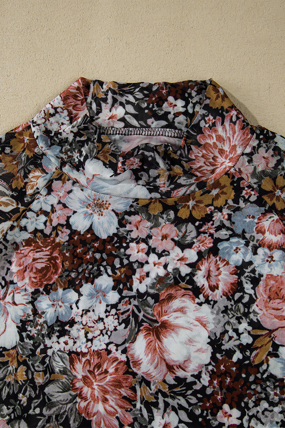 Logan Floral Mesh Mockneck Top
