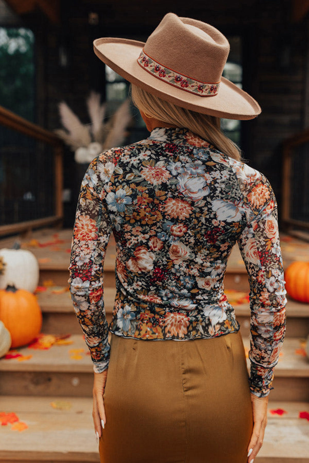 Logan Floral Mesh Mockneck Top