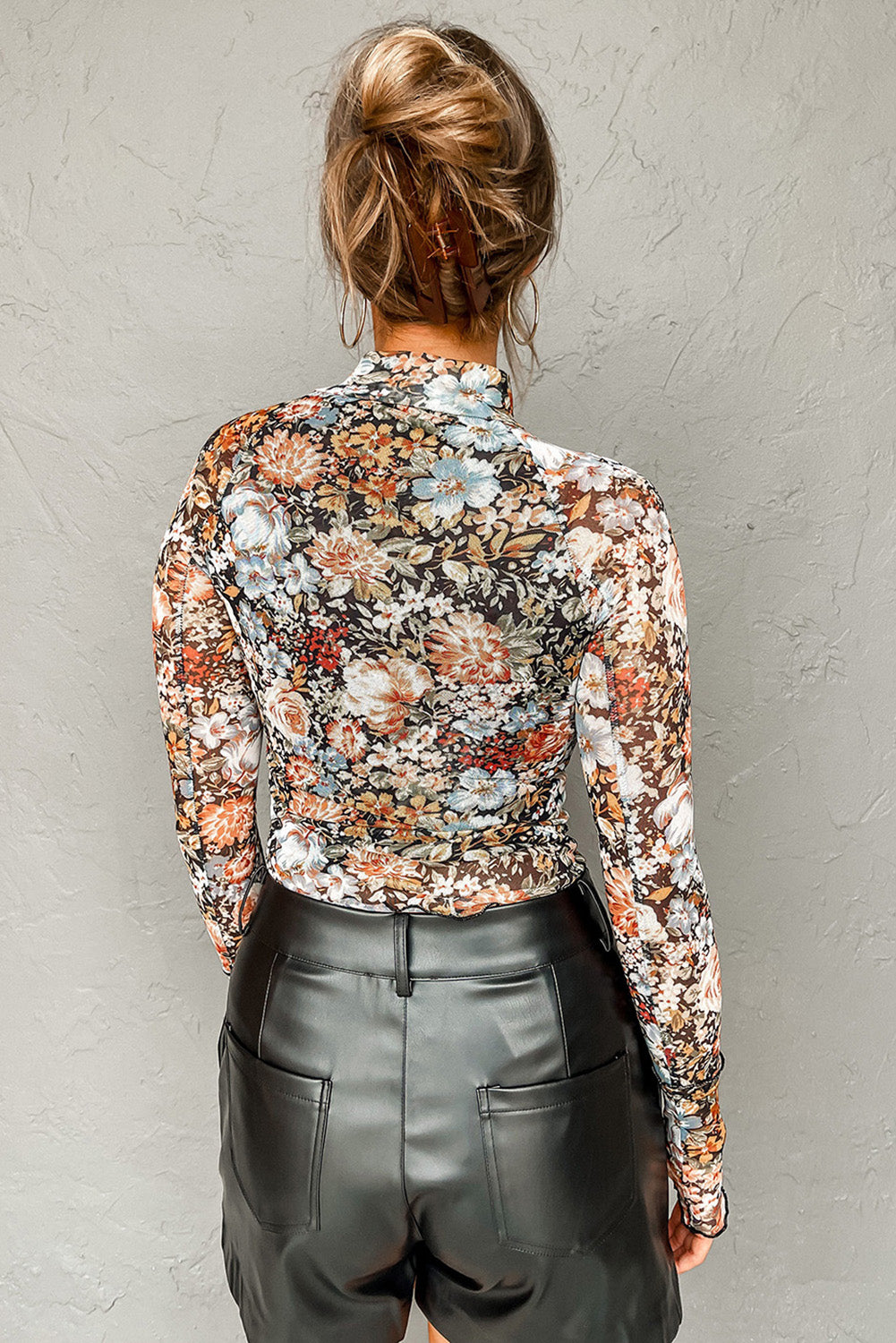 Logan Floral Mesh Mockneck Top