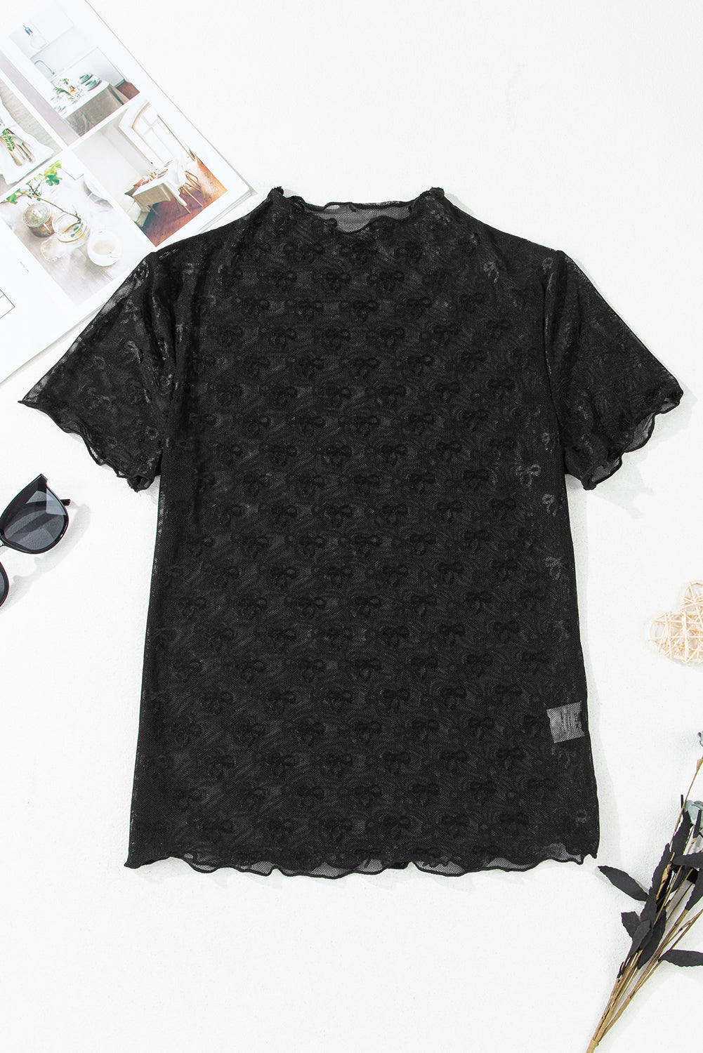Black Bow Lace Tee