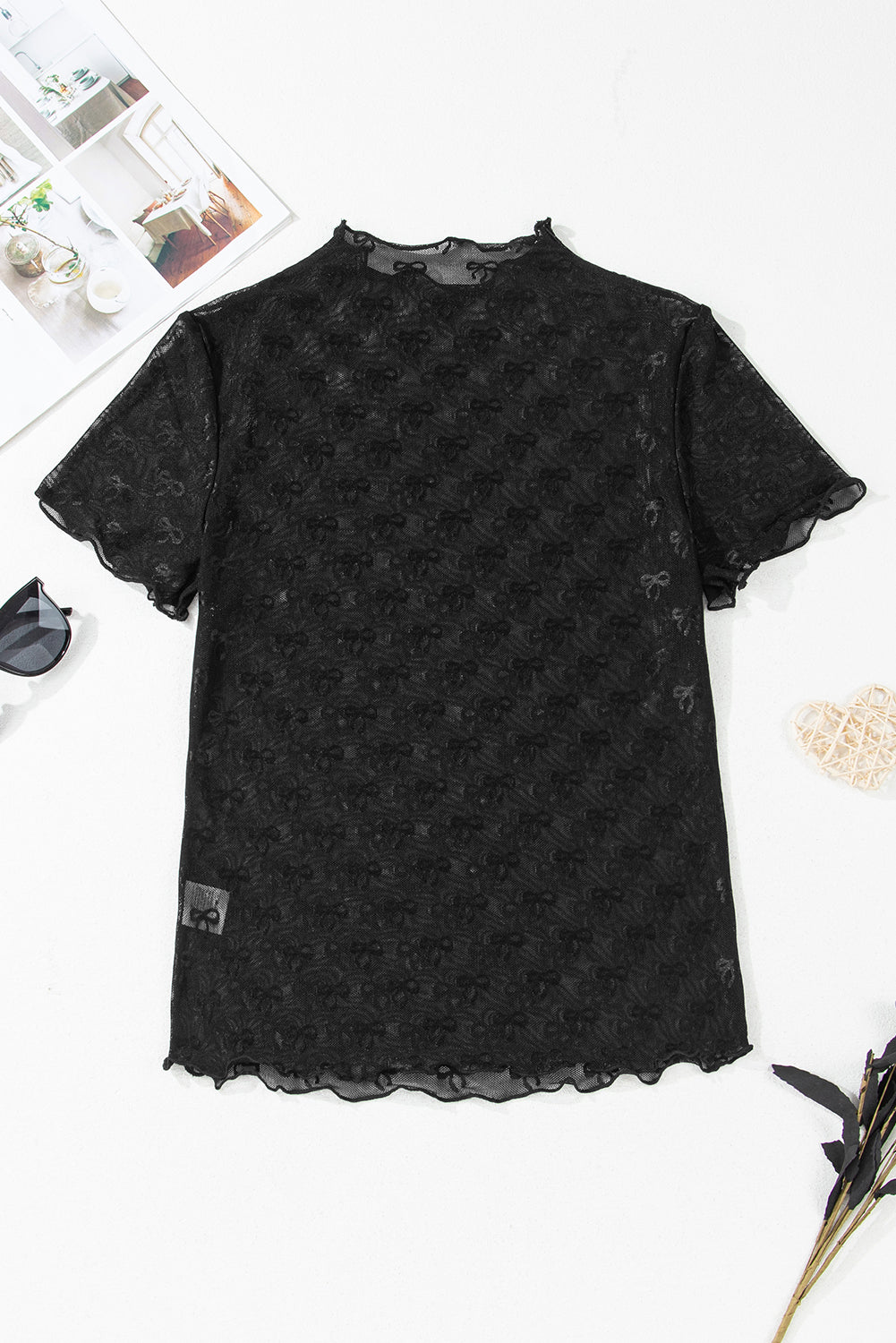 Black Bow Lace Tee