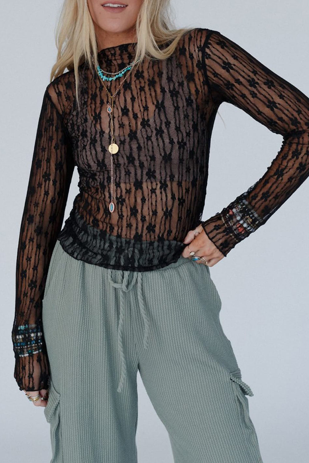 Becca Sheer Floral Lace Top