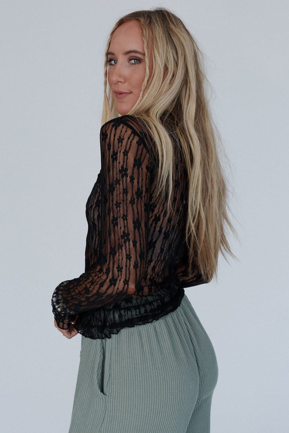 Becca Sheer Floral Lace Top