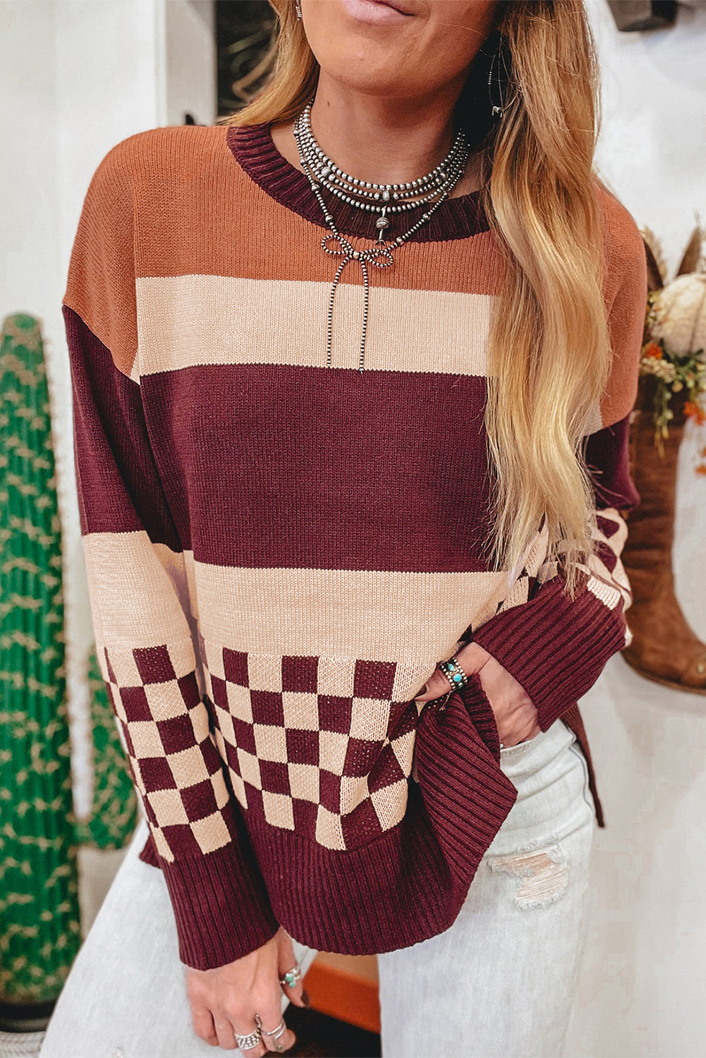 Ruby Checkboard Sweater