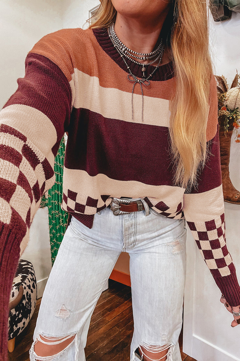 Ruby Checkboard Sweater
