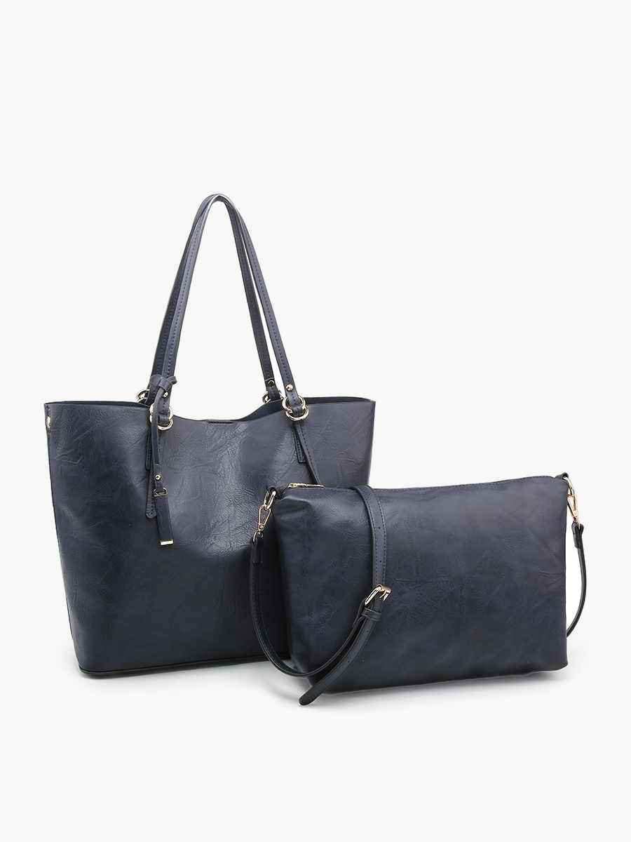 Iris Soft Vegan Leather Tote - Navy