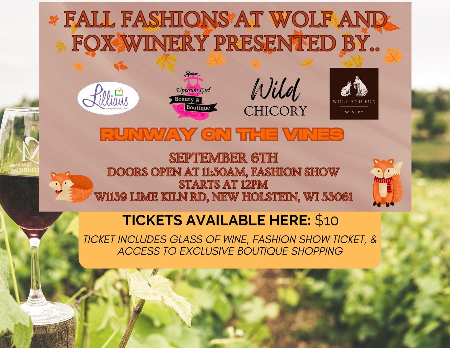 Fall Fashions @ The Wolf & Fox Winery Ticket