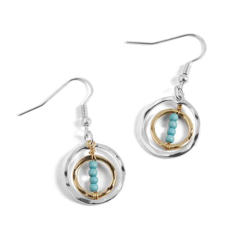 Mixed Metal Hoops w/Turquoise