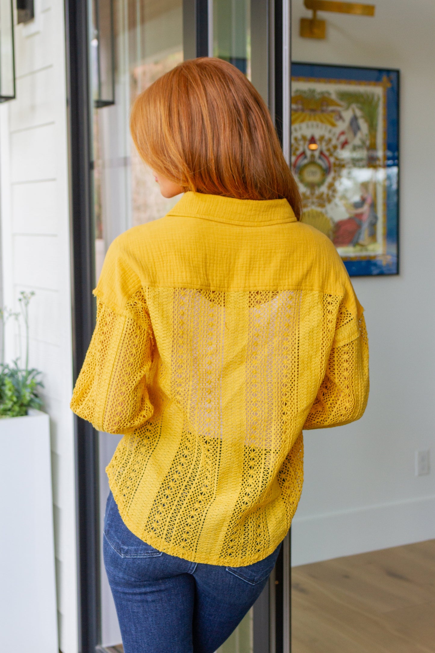 Sweeter Than Nectar Lace Button Down - Honey