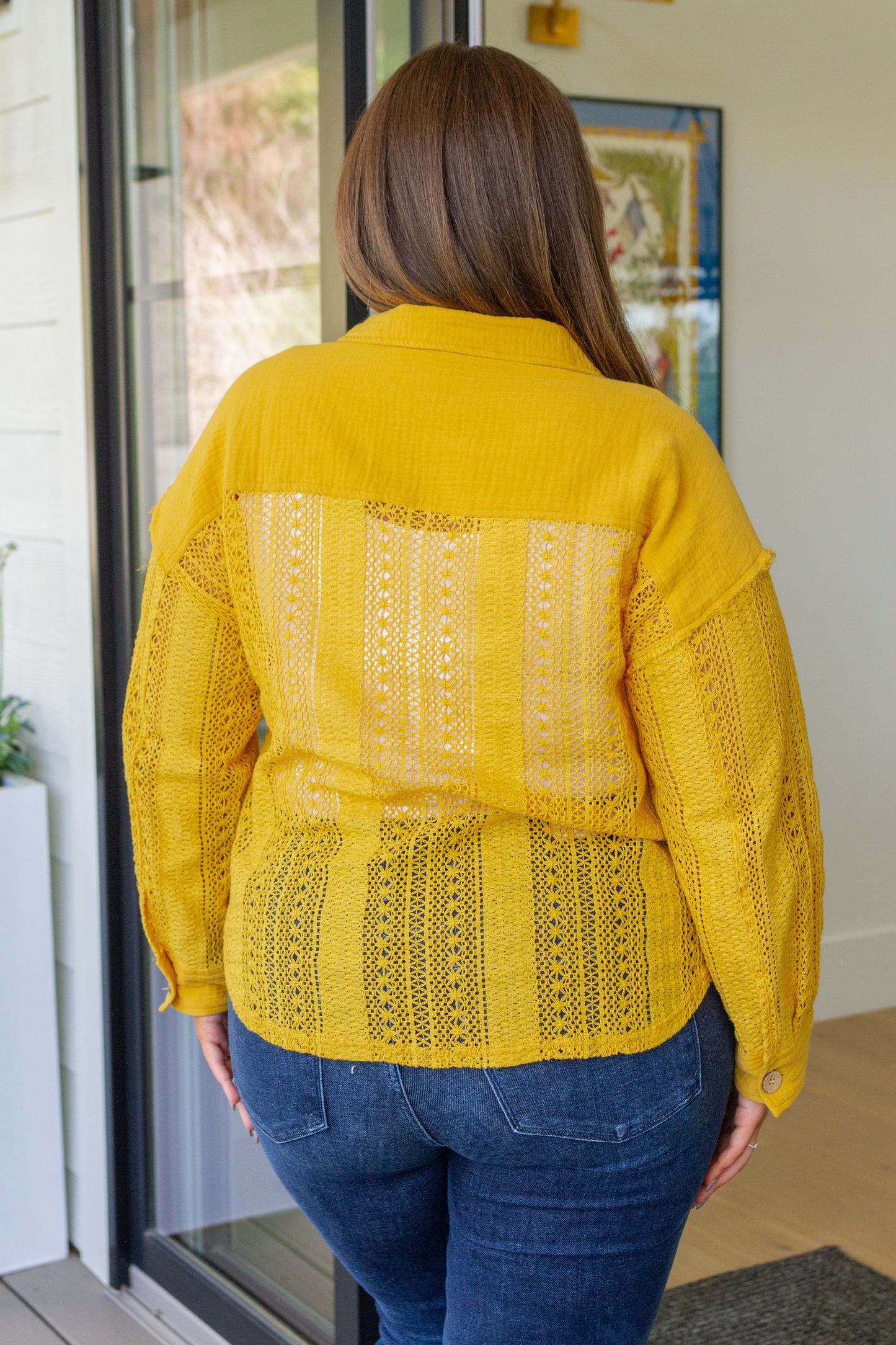 Sweeter Than Nectar Lace Button Down - Honey