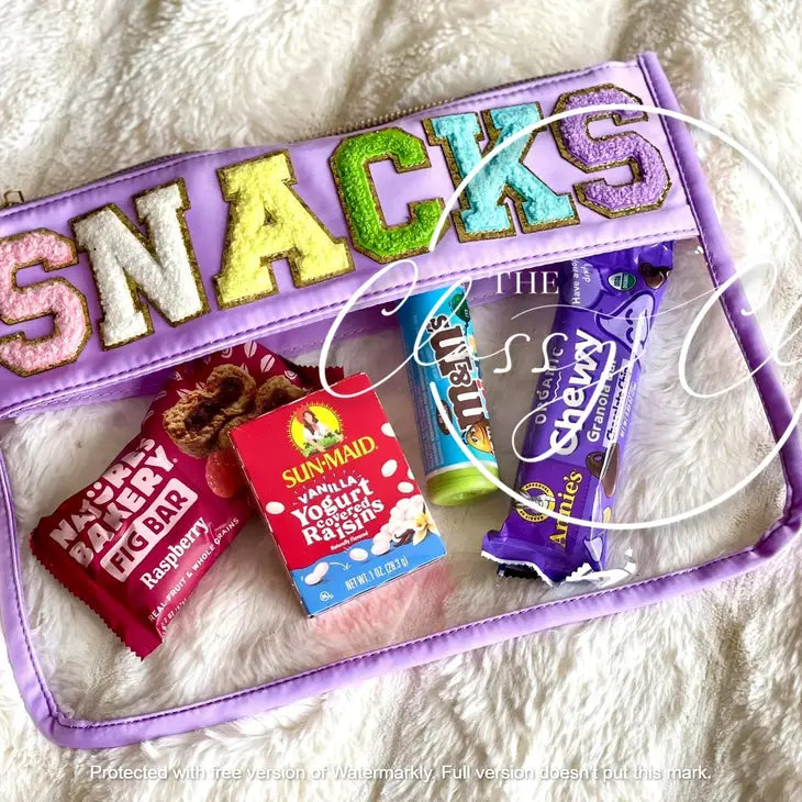 Snacks Chenille Letter Pouch
